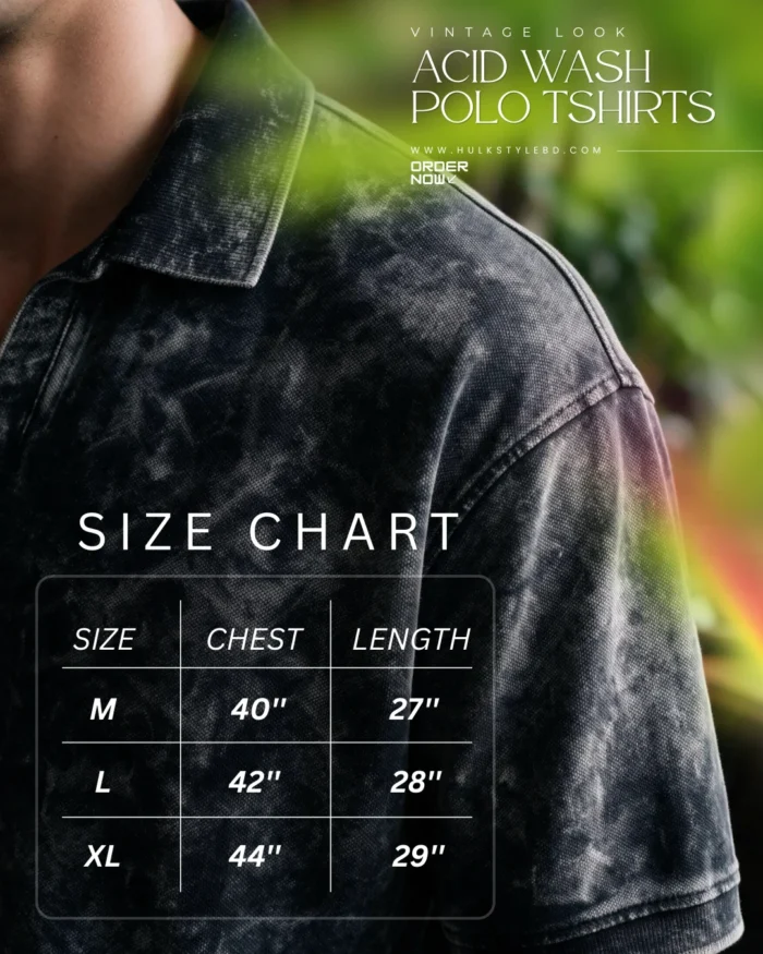 Looking for a top-tier polo t shirt for men in BD? Buy our rugged vintage acid wash polo shirt crafted from 100% premium PK cotton at HulkStyleBD online!