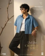 Looking for a modern oversized short sleeve shirt? Get our men's cropped shirt featuring custom stripes, drop shoulders, and breathable fancy cotton. Shop in BD!