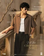 Looking for a casual cropped shirt for gen z men? Get our men's cropped shirt with stylish stripes, drop shoulders, and breathable fancy cotton. Shop online in BD!