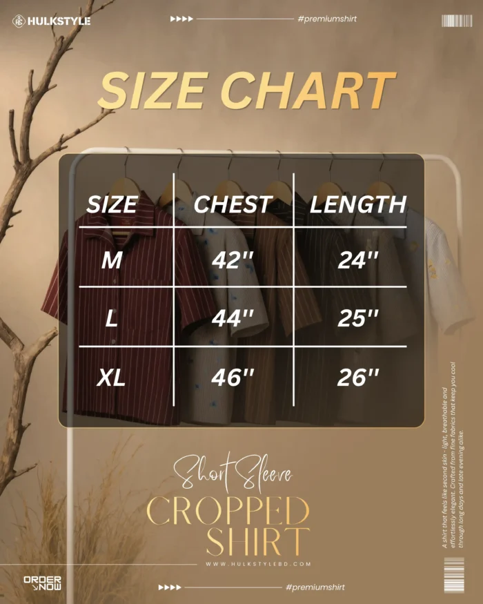 Looking for a casual cropped shirt for gen z men? Get our men's cropped shirt with stylish stripes, drop shoulders, and breathable fancy cotton. Shop online in BD!
