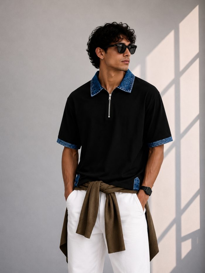 Denim Collar Polo T Shirt: Shop the Best Polo T Shirt for Men Online - Image 2