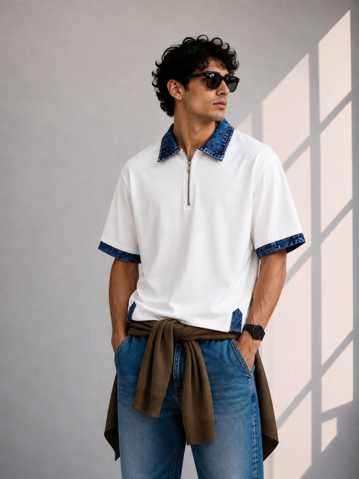Denim Collar Polo T Shirt: Shop the Best Polo T Shirt for Men Online - Image 4