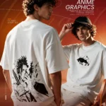 Black Clover Yami Sukehiro Bull Emblem Graphic Drop Shoulder T-Shirt – White