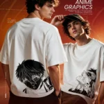 Chainsaw Man Denji & Pochita Anime Graphic Drop Shoulder T-Shirt – White
