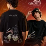 One Piece Roronoa Zoro "King of Hell" 3-Sword Style Graphic Drop Shoulder T-Shirt – Black
