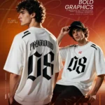 Playground 08 Gothic Graphic Oversized Drop Shoulder T-Shirt – White
