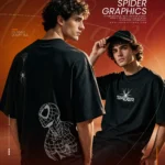 Silver Line Art Spider-Man Silhouette Drop Shoulder T-Shirt – Black