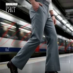 Classic Grey Men's Bootcut Formal Pants BD – Double Button High Rise